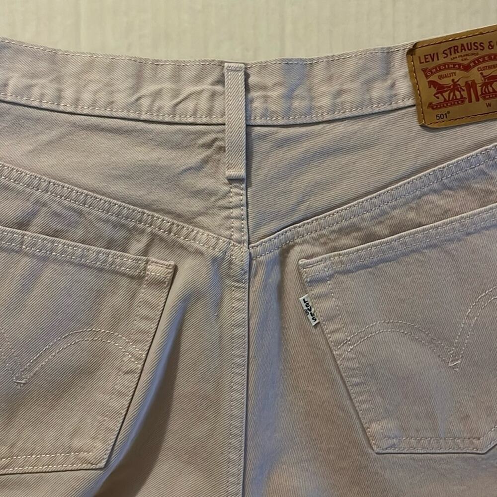 Levi 501 Lilac Cutoff Denim Shorts Womens Size L Button Fly Fray Casual Summer - Picture 6 of 16